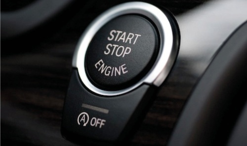 "One-touch engine start-stop button with an automatic start-stop OFF function key below on the car center console"